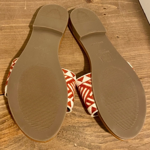 Haute Hippie Aztec Embro Orange Rust Slide Sandals Size 10 - Picture 2 of 4